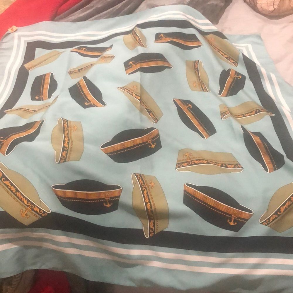 Silk scarf with hats on it